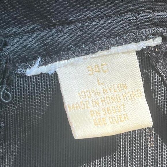 Vtg VS Gold Label 34C Black sequin bustier corset w/ lace lined mesh panel - Picture 4 of 7